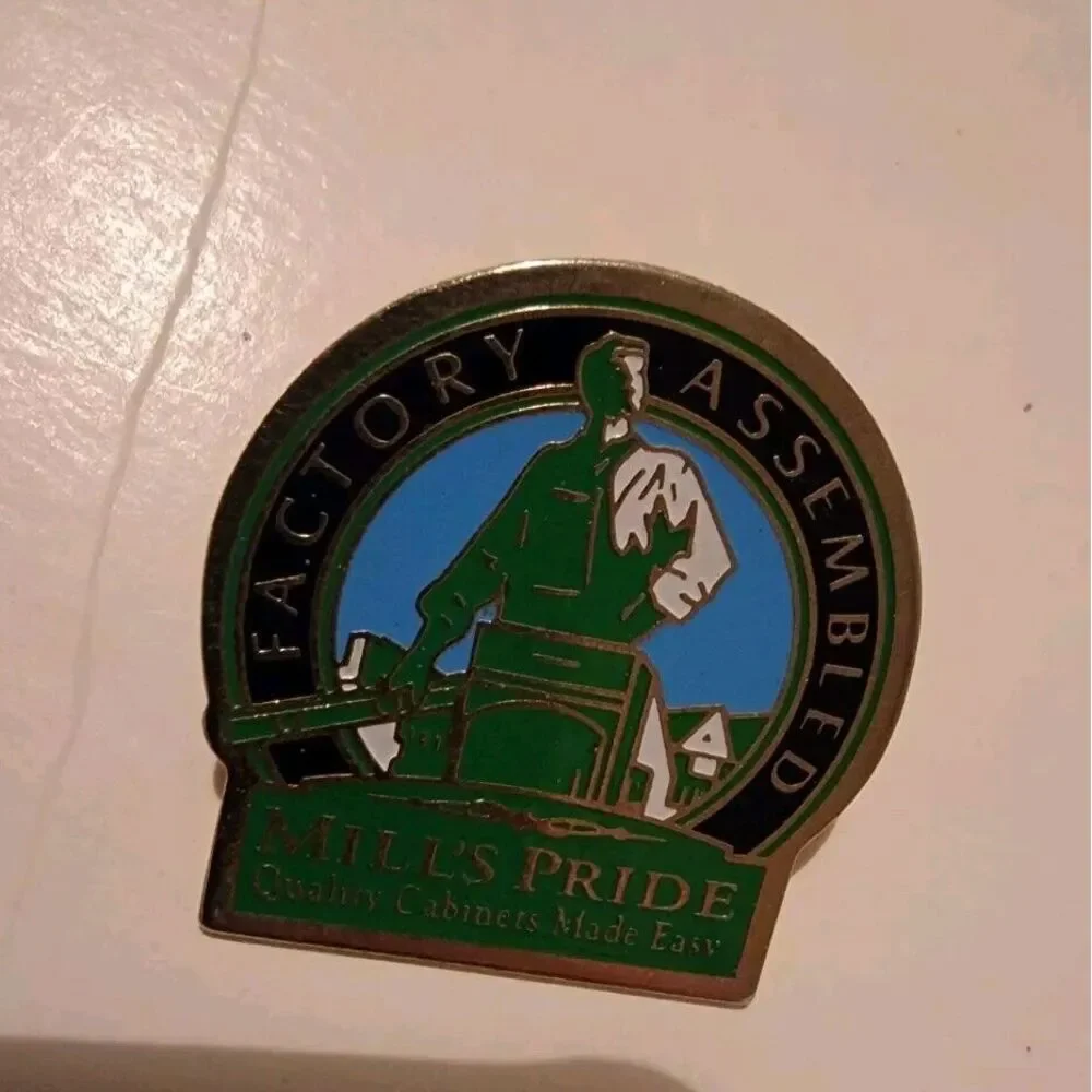 Vintage Enamel Pin Pinback Mills Pride Factory Assembled‎ Quality Cabinets